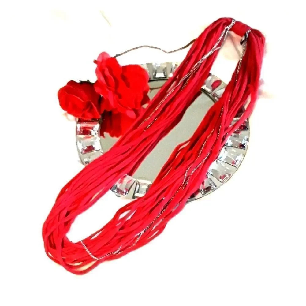 SAAKO RED MULTILAYER SCARF